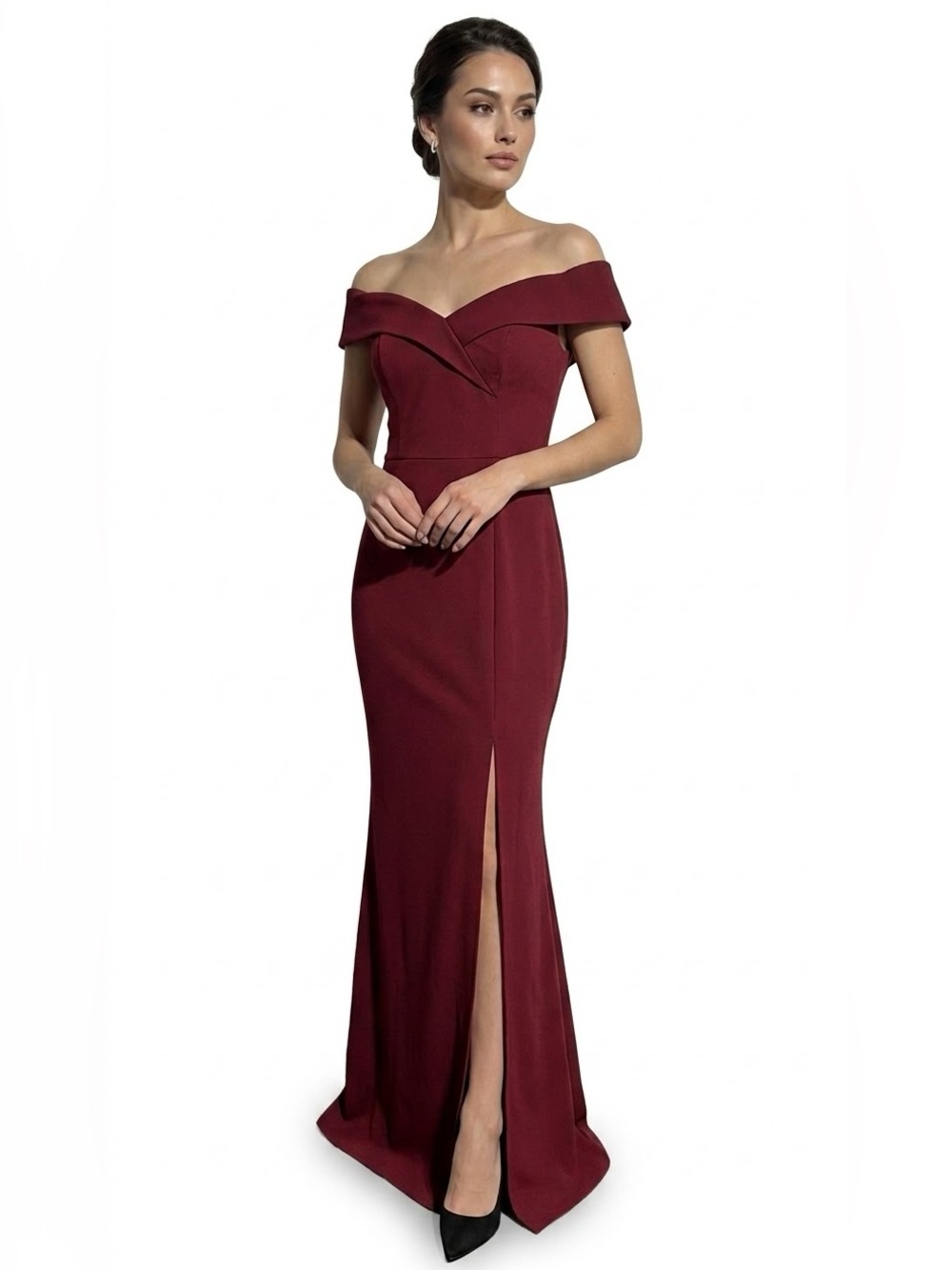 Blush Mark My Valentine Burgundy Stretch Crepe
Maxi Dress medium